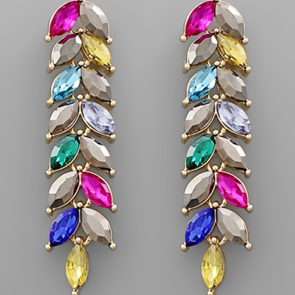 Glass Stone Drop Earrings - Picture 2 of 2